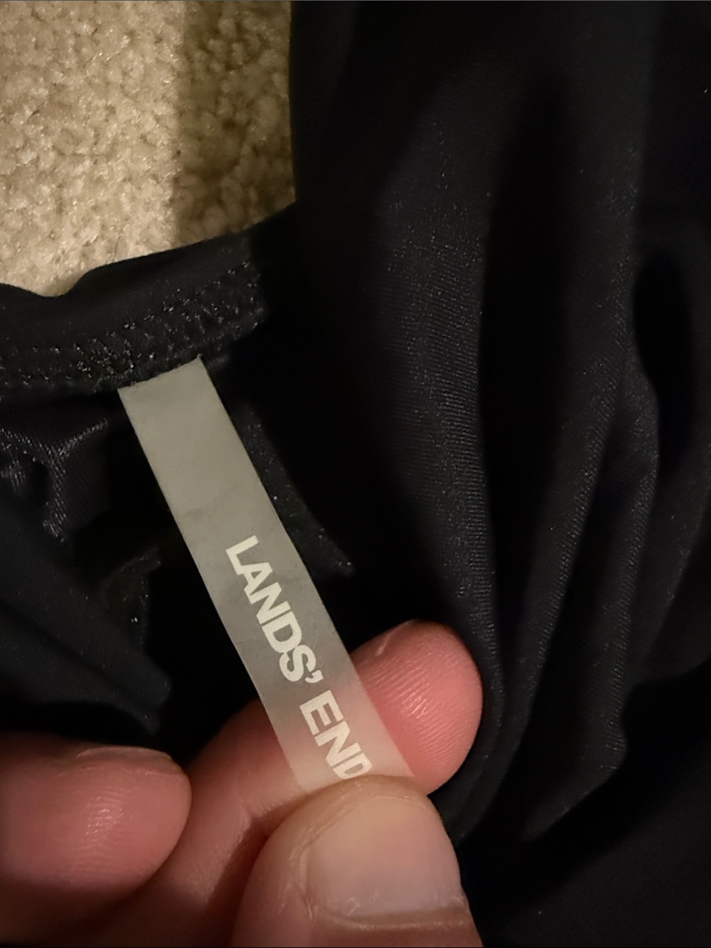 Lands' End Black Swim Top with Subtle Gather - Picture 2 of 5